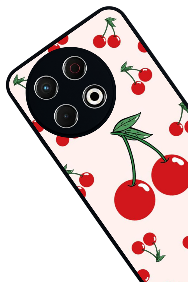 Tecno Spark 30 Pro Uyumlu Kiraz Tasarımlı Glossy Premium Kılıf