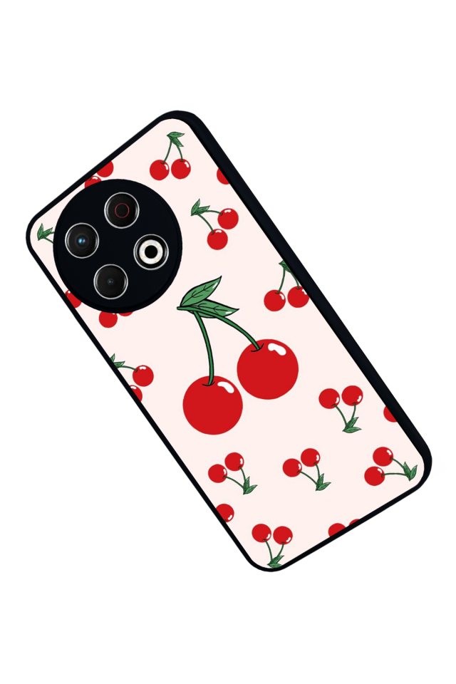 Tecno Spark 30 Pro Uyumlu Kiraz Tasarımlı Glossy Premium Kılıf