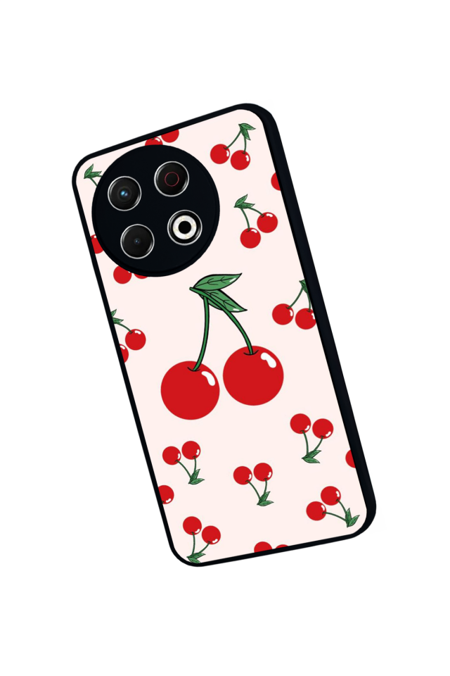 Tecno Spark 30 Pro Uyumlu Kiraz Tasarımlı Glossy Premium Kılıf