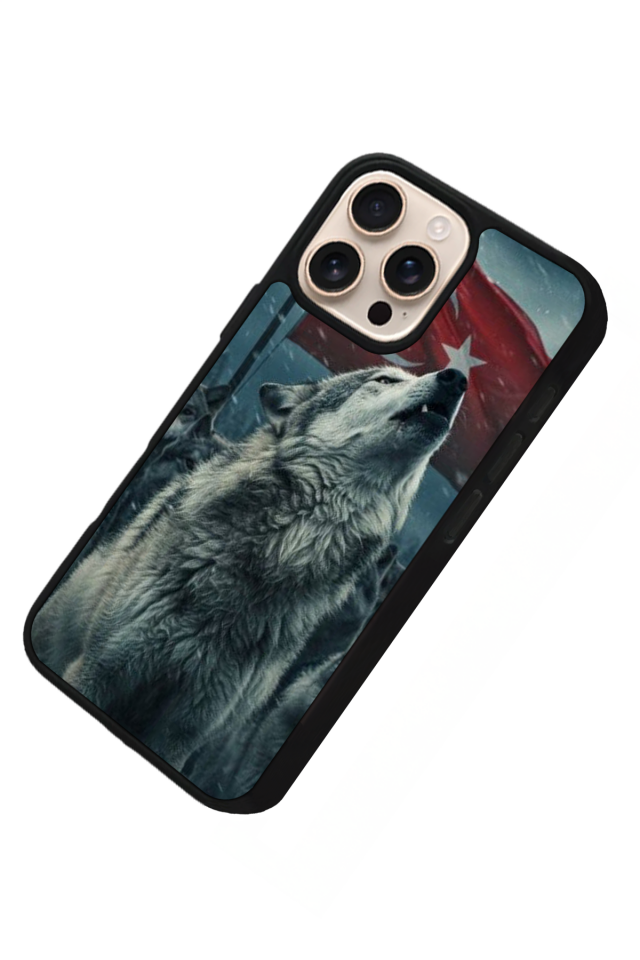 iPhone 14 Pro Uyumlu Bozkurt Tasarımlı Glossy Premium Kılıf