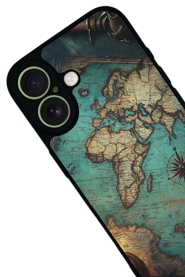iPhone 17 Uyumlu Harita Tasarımlı Glossy Premium Kılıf