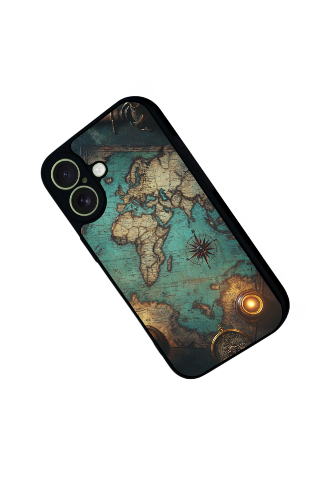 iPhone 17 Uyumlu Harita Tasarımlı Glossy Premium Kılıf