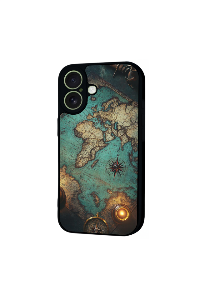 iPhone 17 Uyumlu Harita Tasarımlı Glossy Premium Kılıf