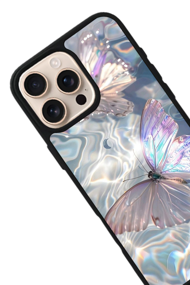 iPhone 16 Pro Max Uyumlu Kelebek Tasarımlı Glossy Premium Kılıf