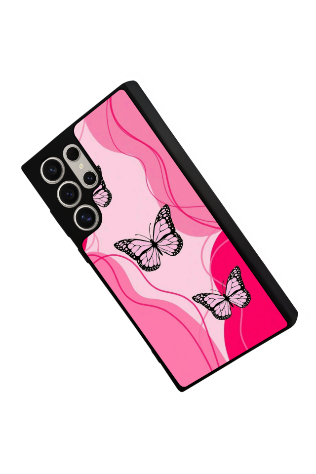 Samsung Galaxy S22 Ultra Uyumlu Kelebek Tasarımlı Glossy Premium Kılıf