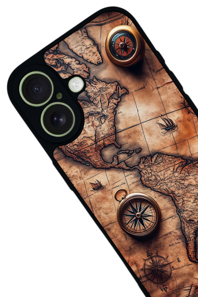 iPhone 17 Uyumlu Harita Tasarımlı Glossy Premium Kılıf