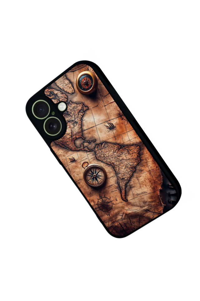iPhone 17 Uyumlu Harita Tasarımlı Glossy Premium Kılıf