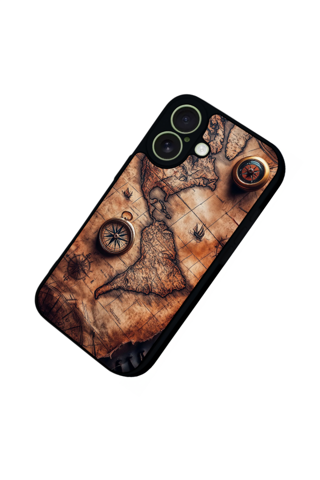 iPhone 17 Uyumlu Harita Tasarımlı Glossy Premium Kılıf