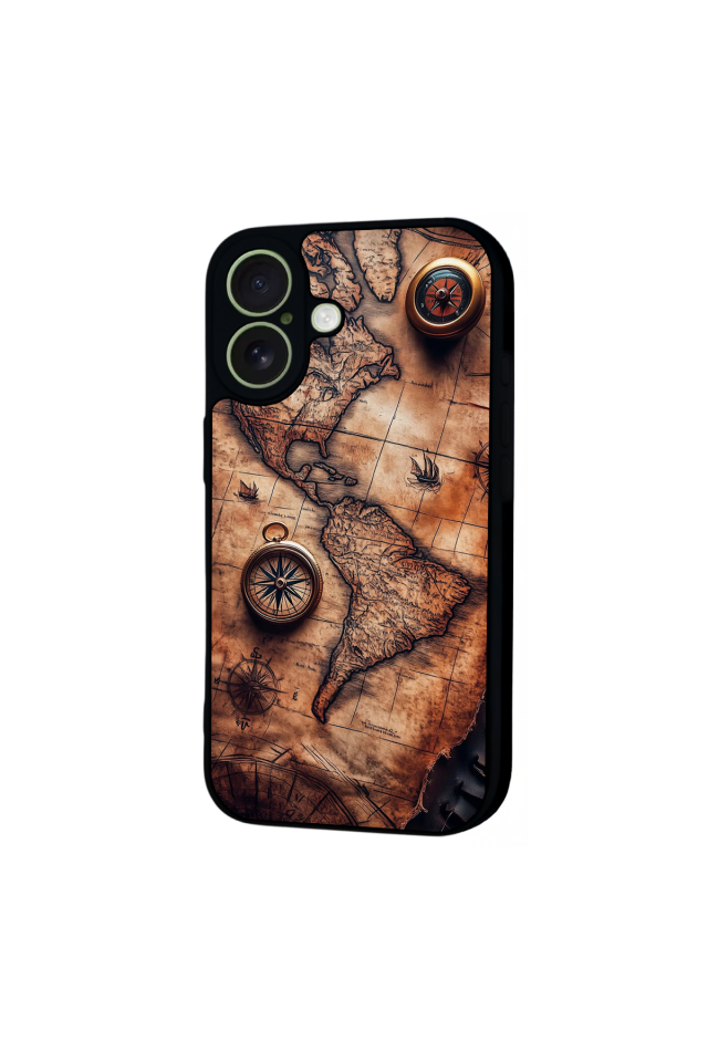 iPhone 17 Uyumlu Harita Tasarımlı Glossy Premium Kılıf