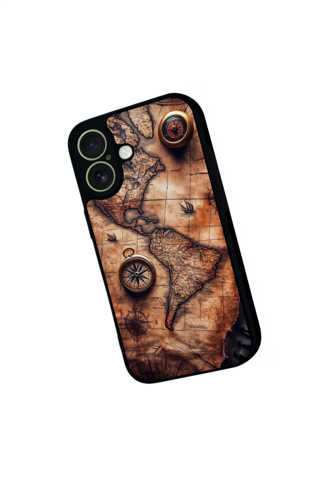 iPhone 17 Uyumlu Harita Tasarımlı Glossy Premium Kılıf