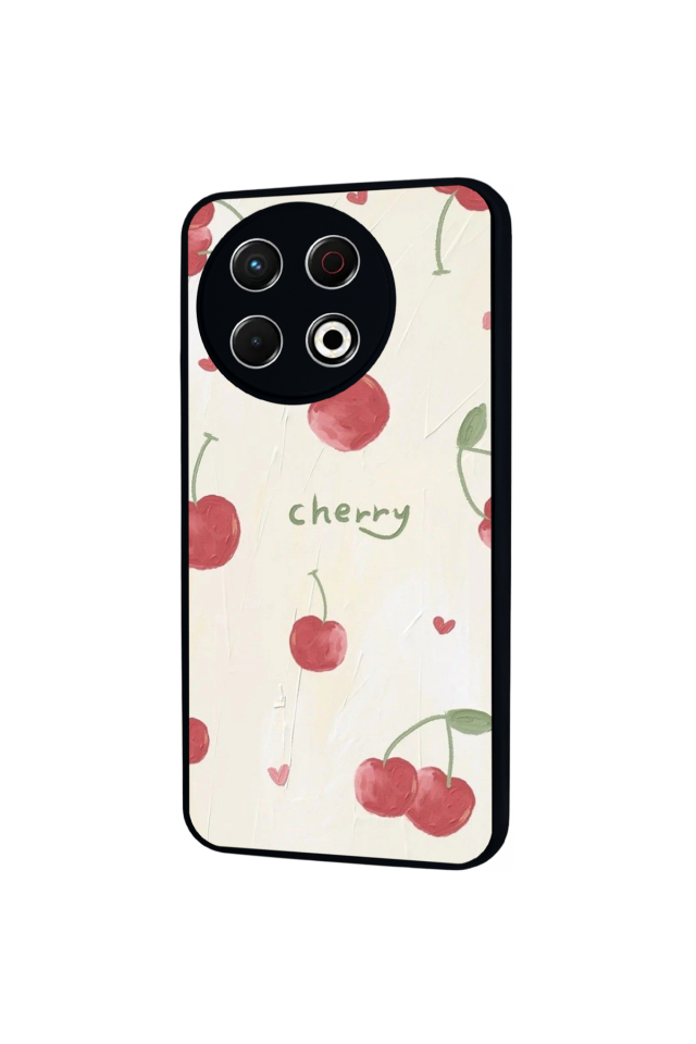 Tecno Spark 30 Pro Uyumlu Kiraz Tasarımlı Glossy Premium Kılıf