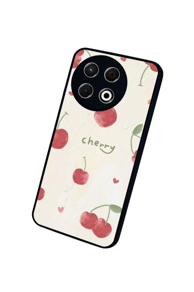 Tecno Spark 30 Pro Uyumlu Kiraz Tasarımlı Glossy Premium Kılıf