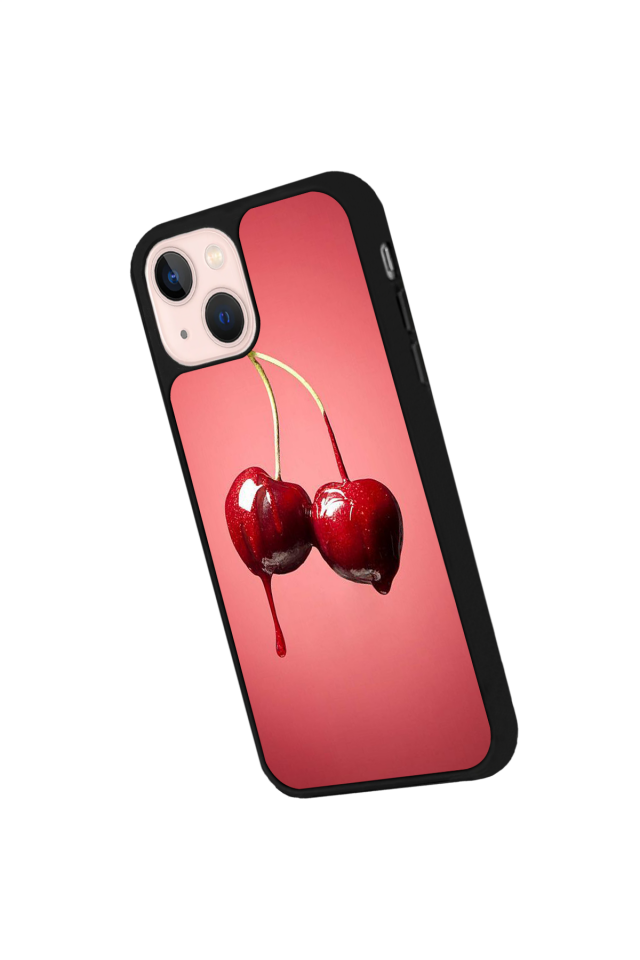 iPhone 15 Plus Uyumlu Kiraz Tasarımlı Glossy Premium Kılıf
