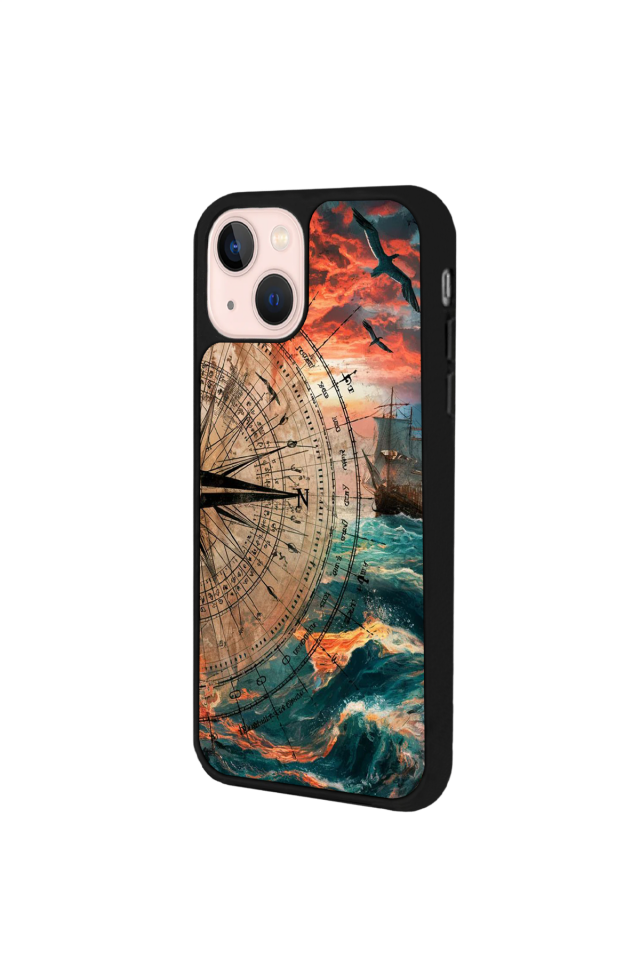 iPhone 13/14 Uyumlu Pusula Tasarımlı Glossy Premium Kılıf