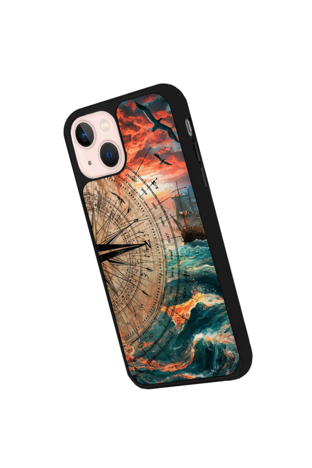 iPhone 13/14 Uyumlu Pusula Tasarımlı Glossy Premium Kılıf