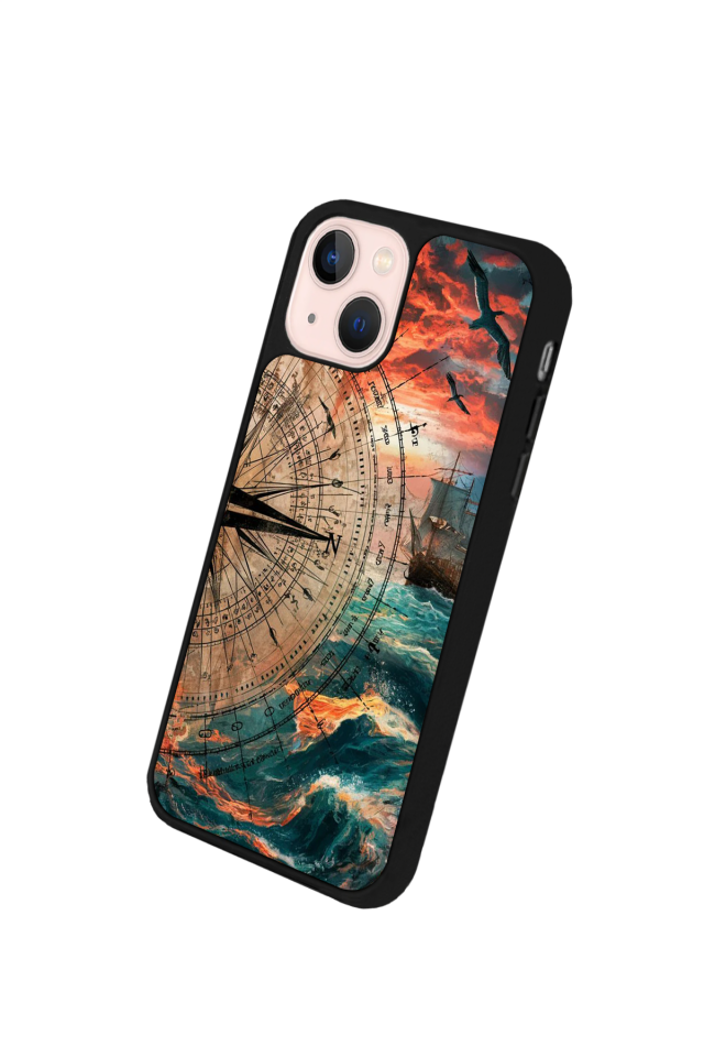 iPhone 13/14 Uyumlu Pusula Tasarımlı Glossy Premium Kılıf