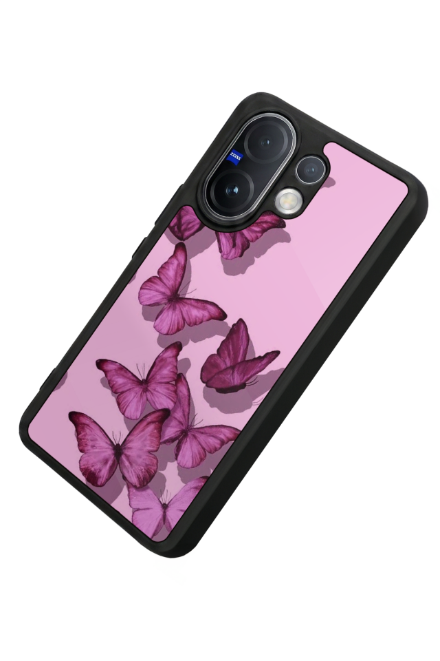 Vivo V60 Uyumlu Kelebek Tasarımlı Glossy Premium Kılıf