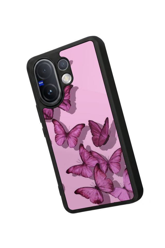 Vivo V60 Uyumlu Kelebek Tasarımlı Glossy Premium Kılıf