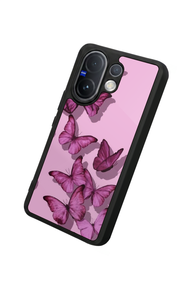 Vivo V60 Uyumlu Kelebek Tasarımlı Glossy Premium Kılıf