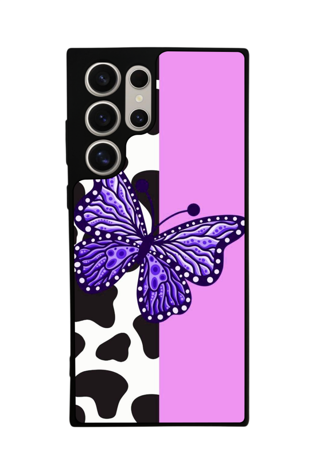 Samsung Galaxy S22 Ultra Uyumlu Kelebek Tasarımlı Glossy Premium Kılıf