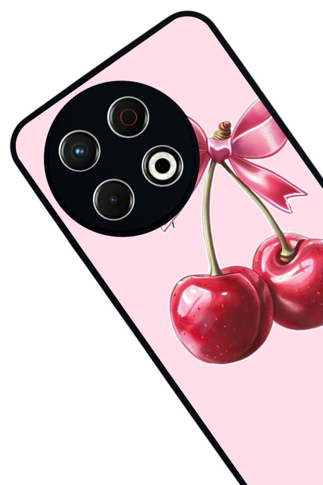 Tecno Spark 30 Pro Uyumlu Kiraz Tasarımlı Glossy Premium Kılıf