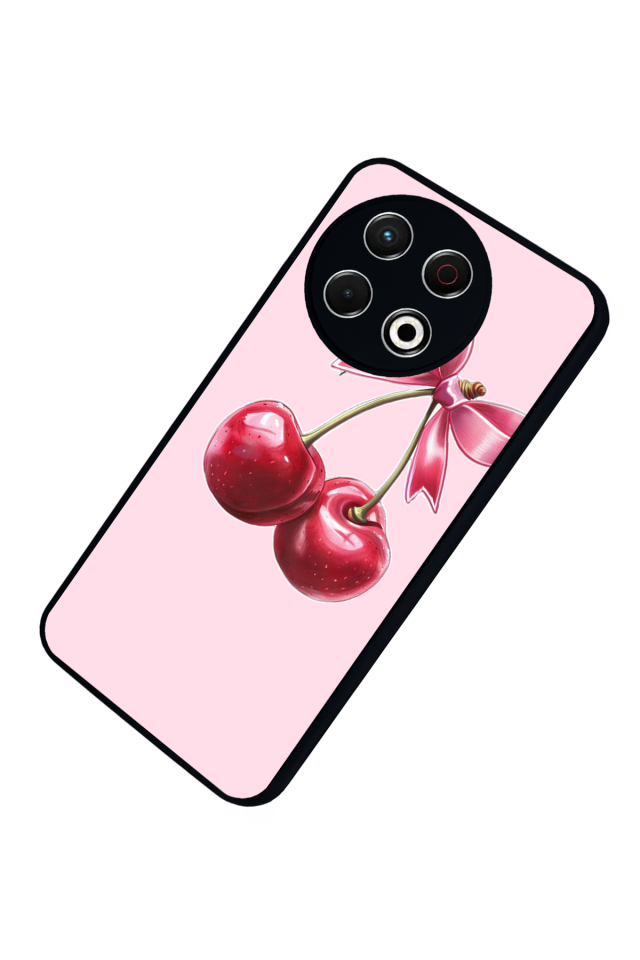 Tecno Spark 30 Pro Uyumlu Kiraz Tasarımlı Glossy Premium Kılıf