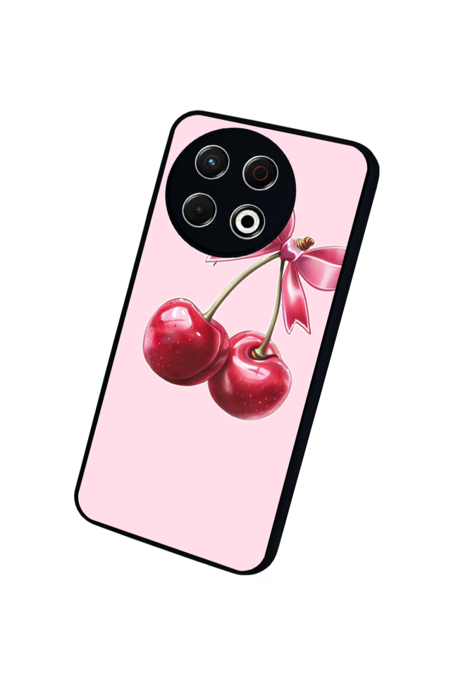 Tecno Spark 30 Pro Uyumlu Kiraz Tasarımlı Glossy Premium Kılıf