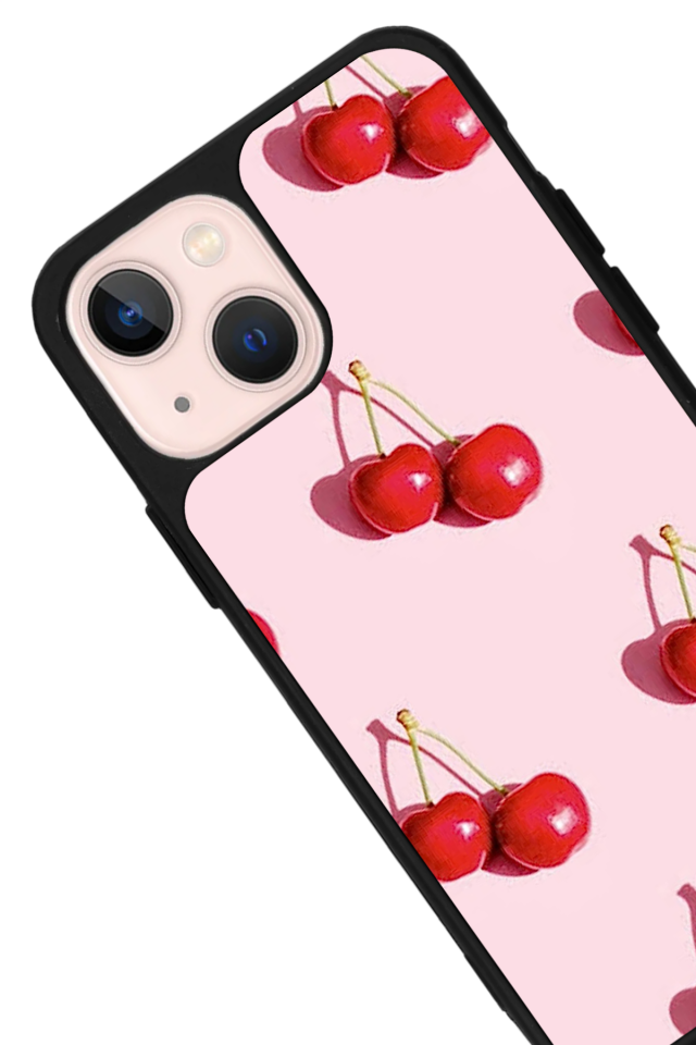 iPhone 15 Plus Uyumlu Kiraz Tasarımlı Glossy Premium Kılıf