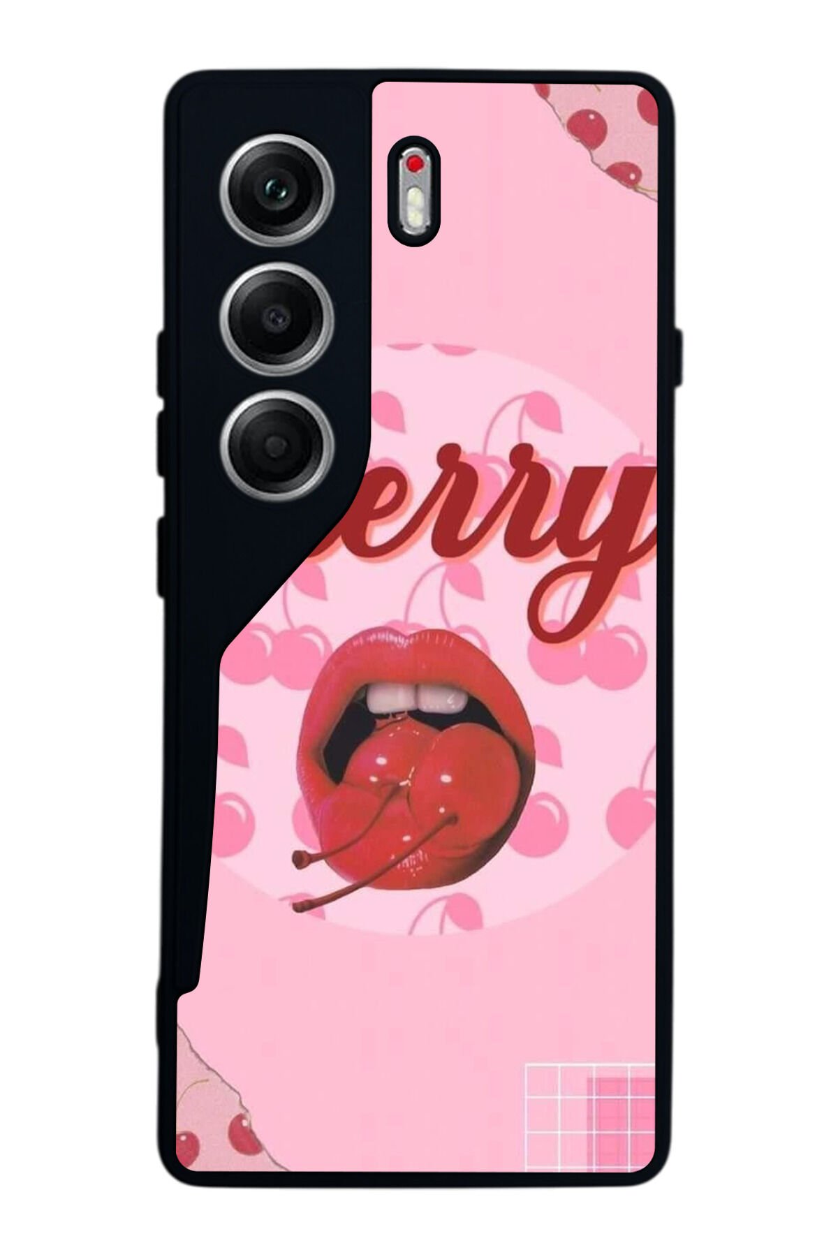 Tecno Camon 40 Uyumlu Kiraz Tasarımlı Glossy Premium Kılıf