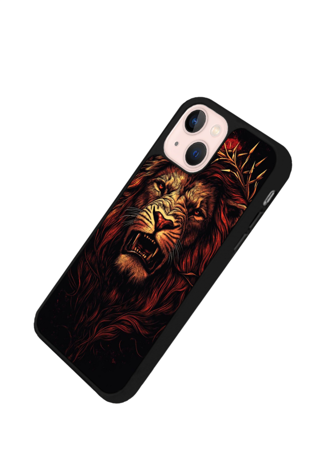 iPhone 13 Mini Uyumlu Aslan Tasarımlı Glossy Premium Kılıf
