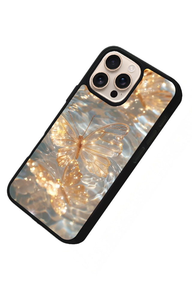 iPhone 16 Pro Max Uyumlu Kelebek Tasarımlı Glossy Premium Kılıf