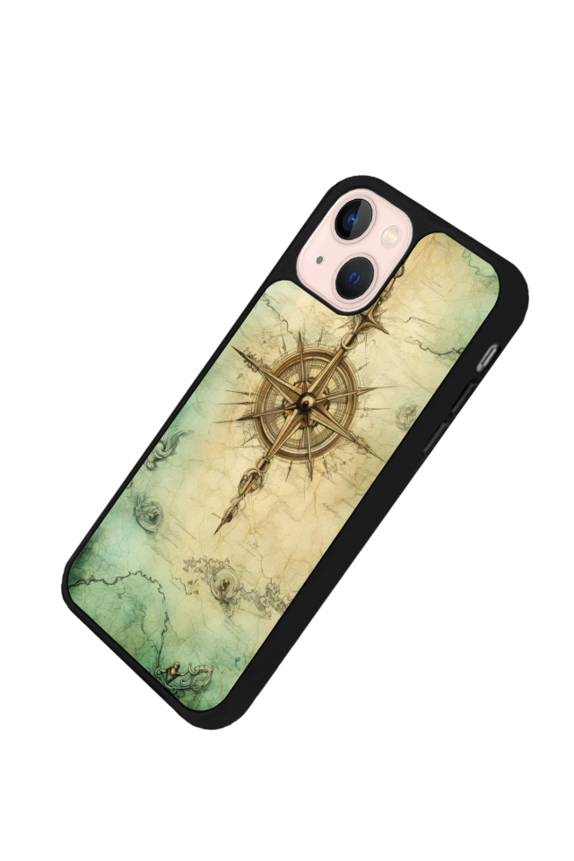 iPhone 13/14 Uyumlu Pusula Tasarımlı Glossy Premium Kılıf