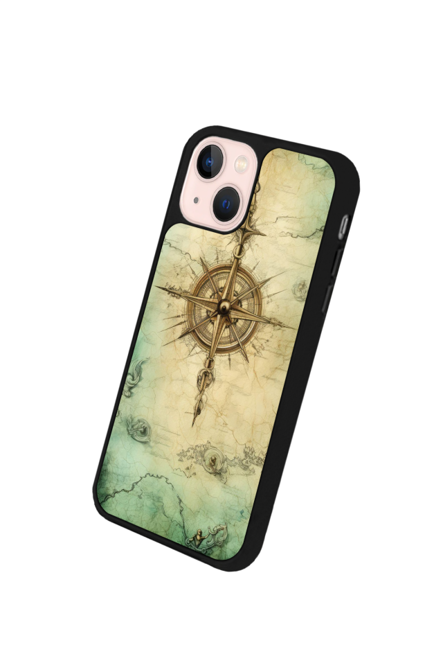 iPhone 13/14 Uyumlu Pusula Tasarımlı Glossy Premium Kılıf