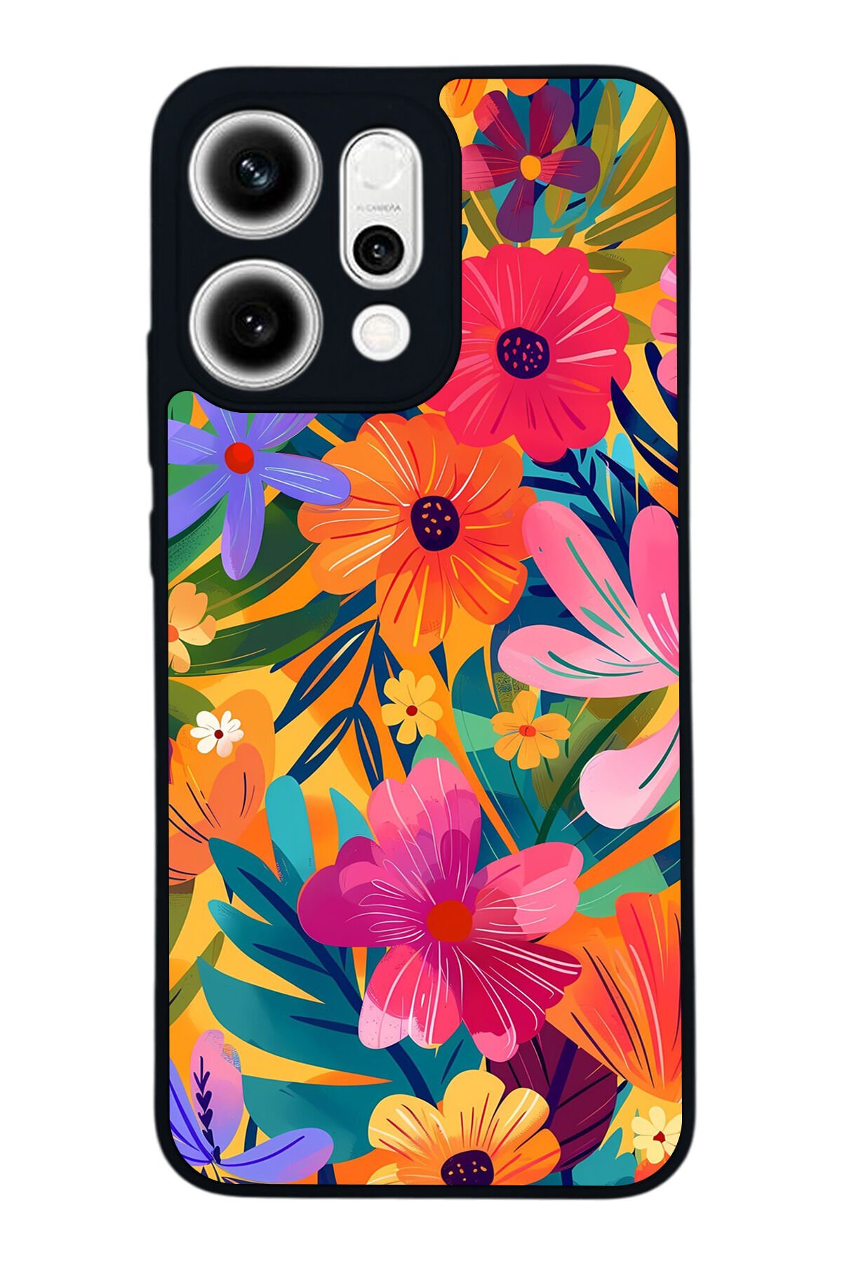 Oppo Reno 14 Uyumlu Floral Tasarımlı Glossy Premium Kılıf