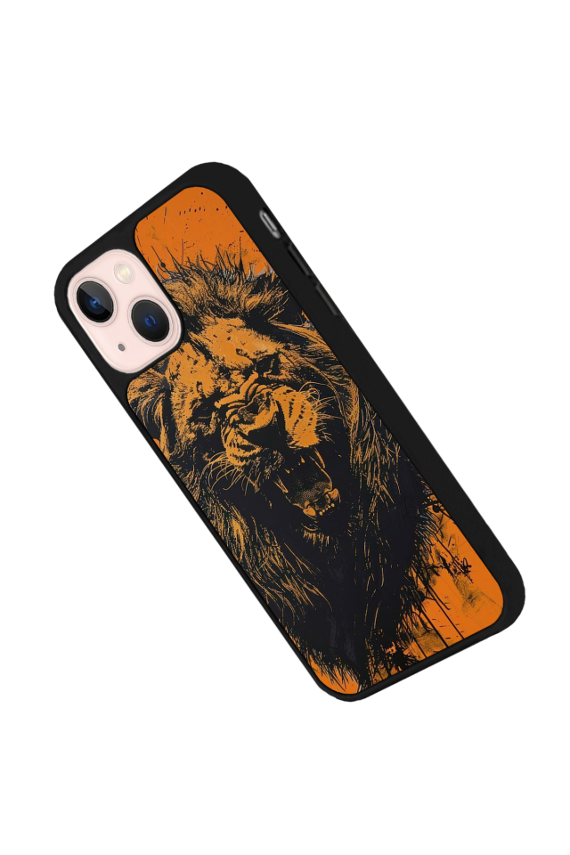 iPhone 13 Mini Uyumlu Aslan Tasarımlı Glossy Premium Kılıf