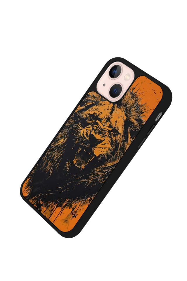 iPhone 13 Mini Uyumlu Aslan Tasarımlı Glossy Premium Kılıf