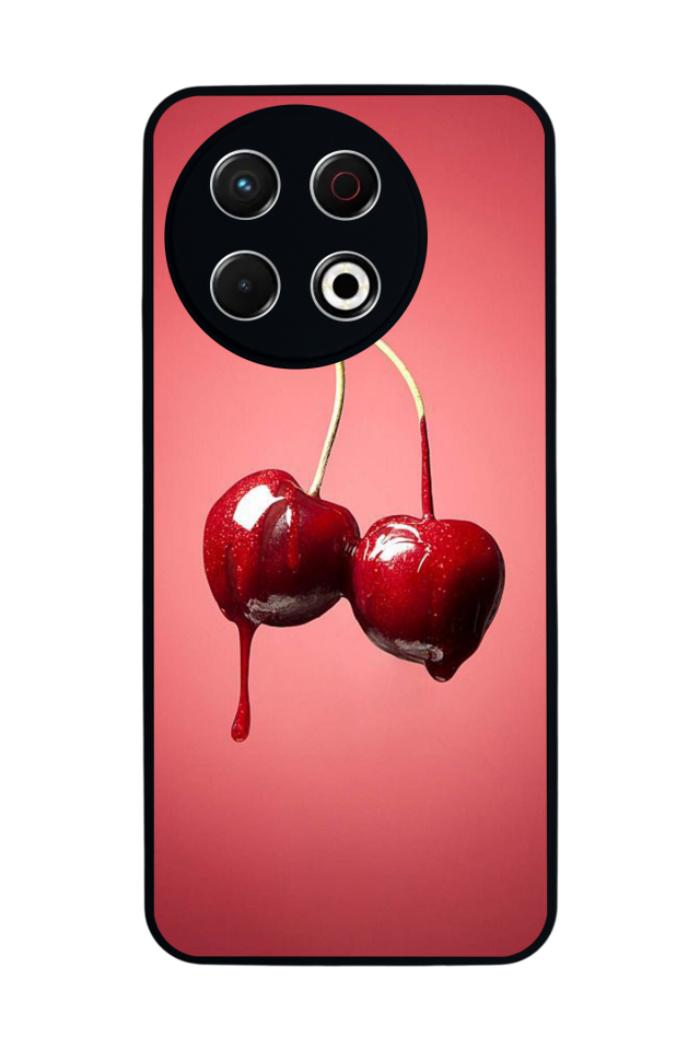 Tecno Spark 30 Pro Uyumlu Kiraz Tasarımlı Glossy Premium Kılıf