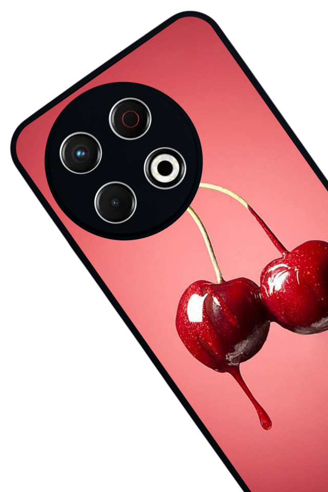 Tecno Spark 30 Pro Uyumlu Kiraz Tasarımlı Glossy Premium Kılıf