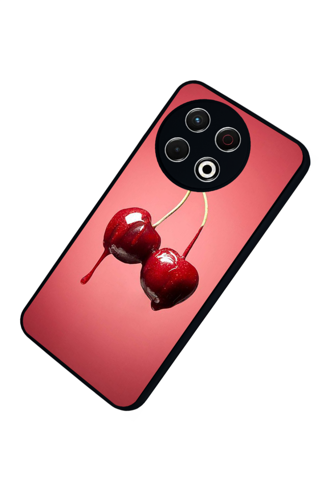 Tecno Spark 30 Pro Uyumlu Kiraz Tasarımlı Glossy Premium Kılıf