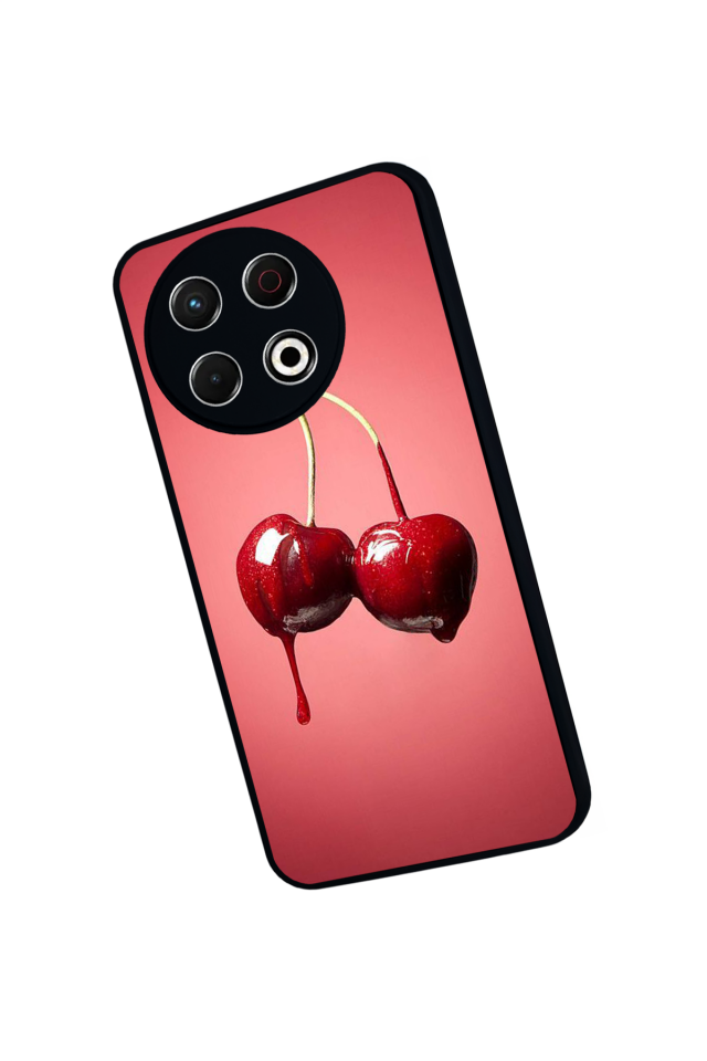 Tecno Spark 30 Pro Uyumlu Kiraz Tasarımlı Glossy Premium Kılıf