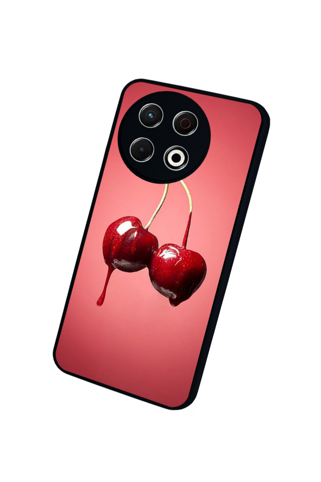 Tecno Spark 30 Pro Uyumlu Kiraz Tasarımlı Glossy Premium Kılıf