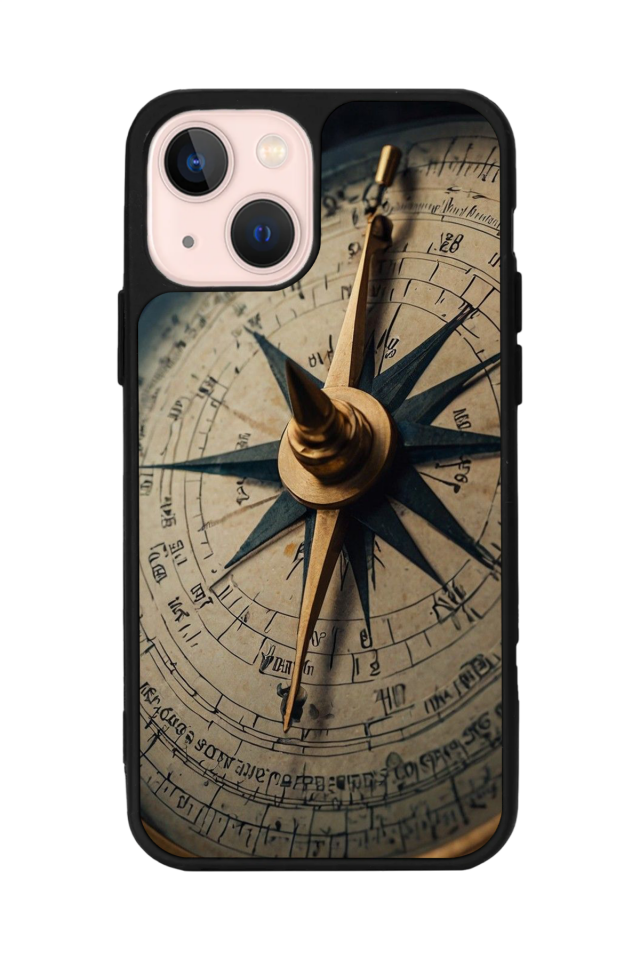 iPhone 13/14 Uyumlu Pusula Tasarımlı Glossy Premium Kılıf