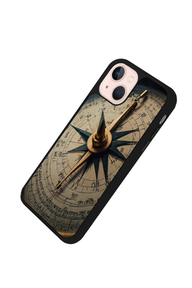 iPhone 13/14 Uyumlu Pusula Tasarımlı Glossy Premium Kılıf