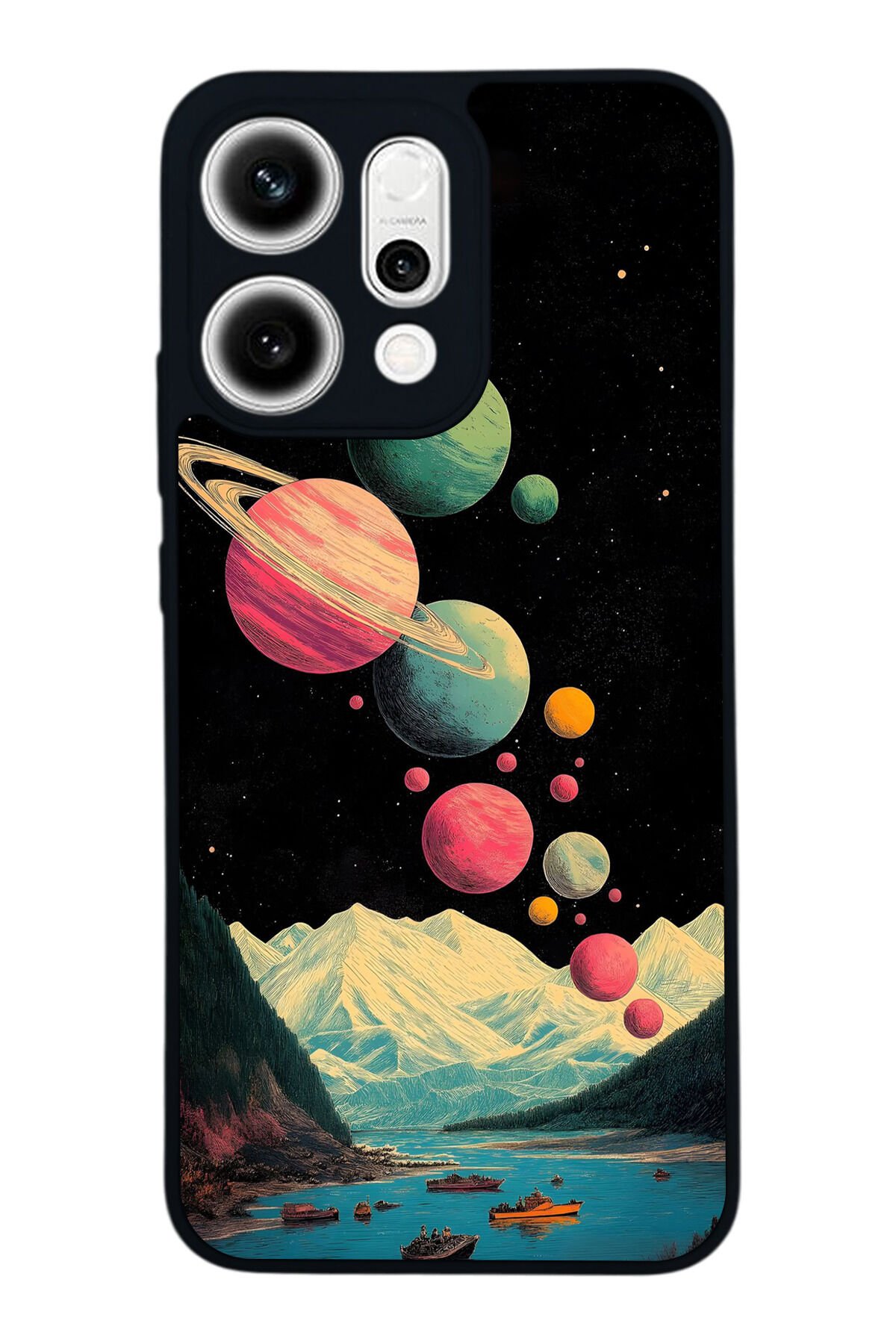 Oppo Reno 14 Uyumlu Uzay Tasarımlı Glossy Premium Kılıf
