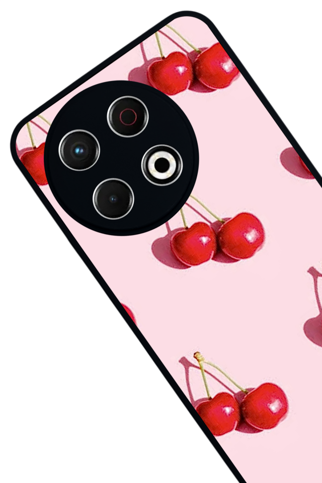 Tecno Spark 30 Pro Uyumlu Kiraz Tasarımlı Glossy Premium Kılıf