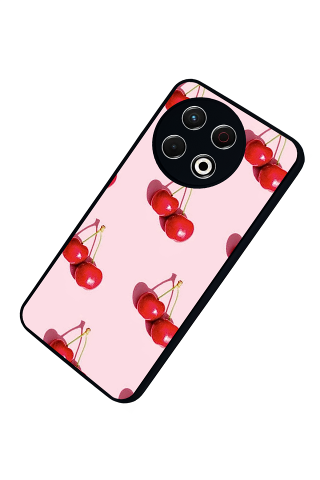 Tecno Spark 30 Pro Uyumlu Kiraz Tasarımlı Glossy Premium Kılıf