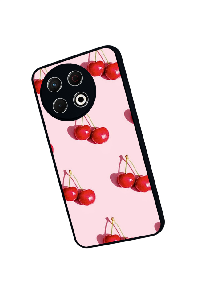 Tecno Spark 30 Pro Uyumlu Kiraz Tasarımlı Glossy Premium Kılıf