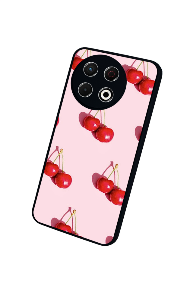 Tecno Spark 30 Pro Uyumlu Kiraz Tasarımlı Glossy Premium Kılıf