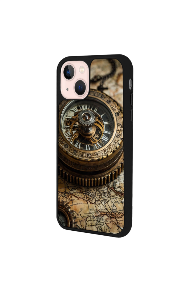 iPhone 13/14 Uyumlu Pusula Tasarımlı Glossy Premium Kılıf