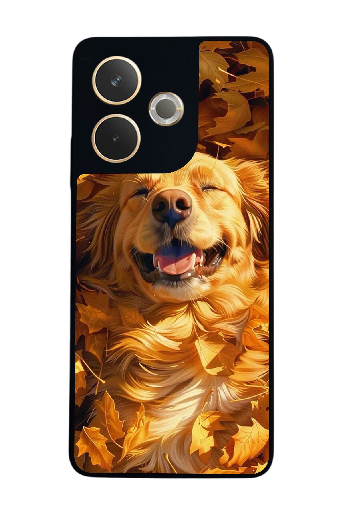 Oppo A5 Pro Uyumlu Golden Kopek Tasarımlı Glossy Premium Kılıf